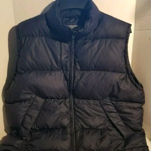 Lands End Men's Puffer Down Black Full Zip Vest L